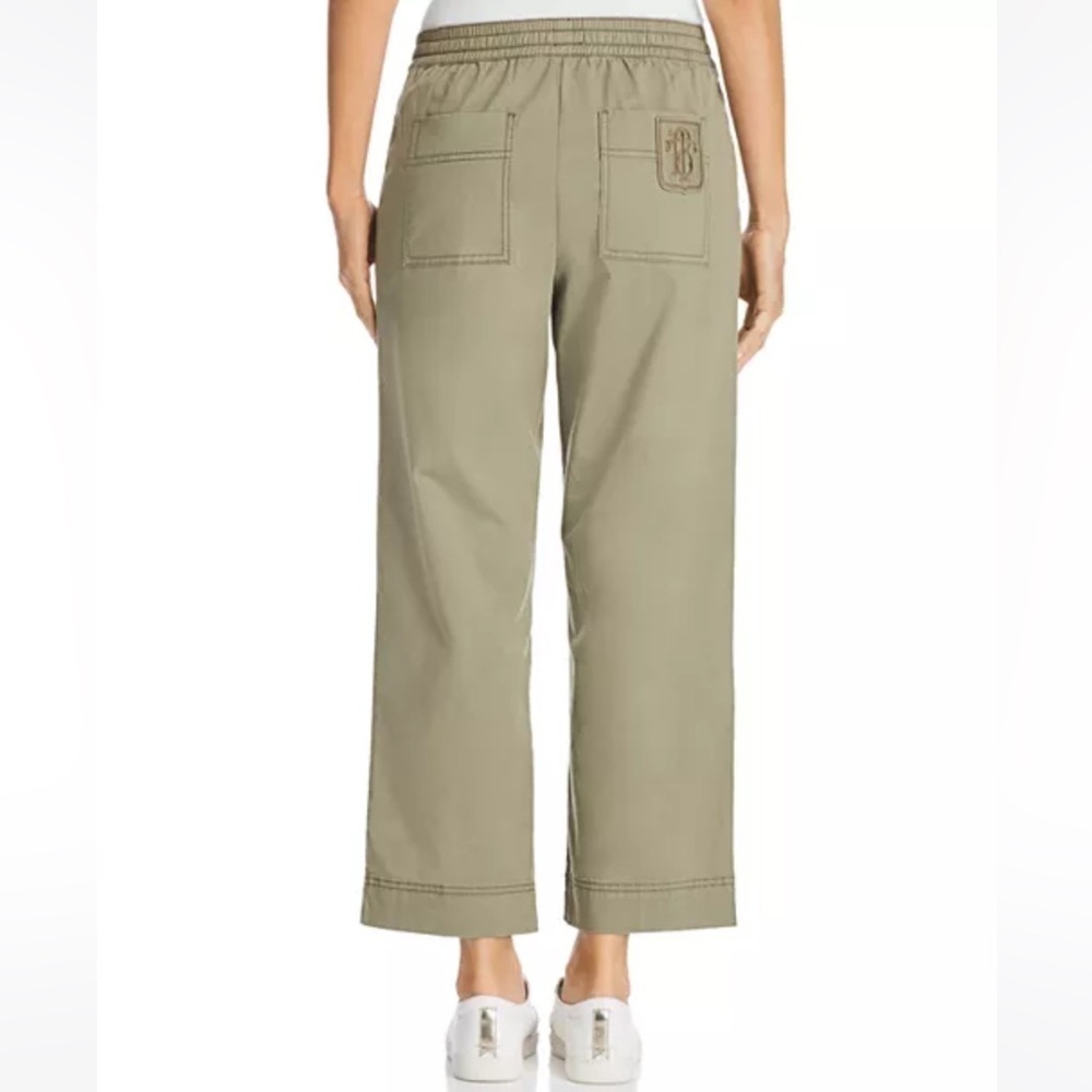Tory Burch Twill Wide Leg Pants Drawstring Olive Green Size XXS